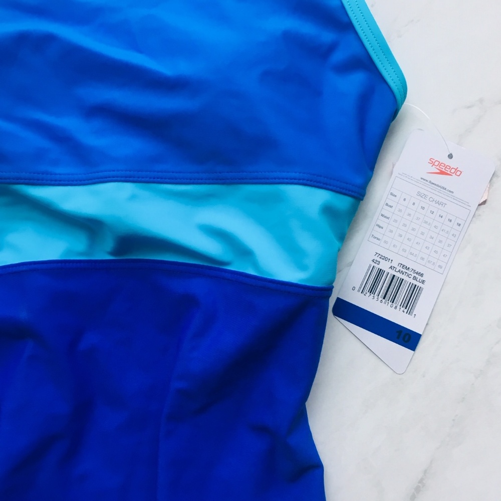 SPEEDO One Piece Colorblock Swimsuit Blue NWT NEW - Picture 2 of 6